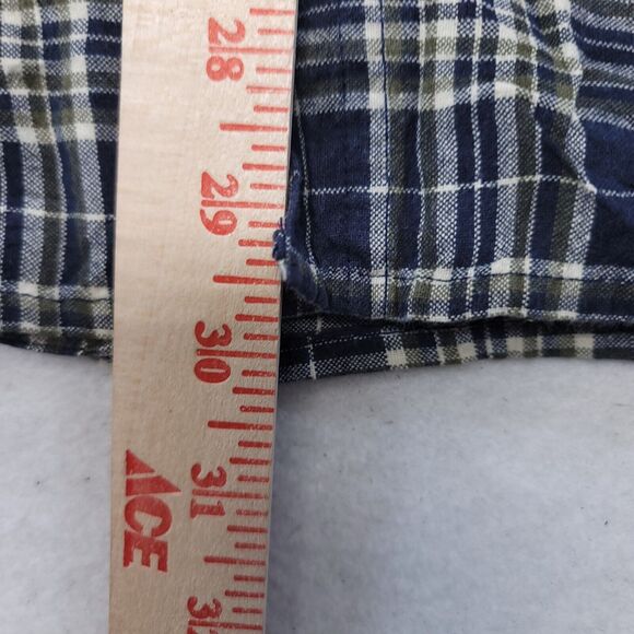 Reservoir Tartan Flannel Casual Button Up Shirt Mens Size Large L Blue Green - Picture 7 of 10